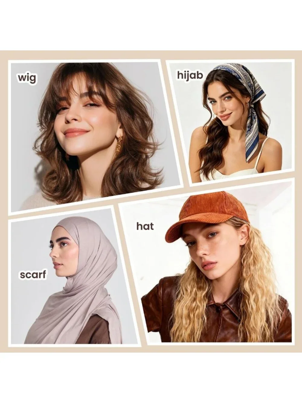 Wig Grip Cap for Hijabs & Half Wigs - Black, 2-Pack, Secure & Comfortable Fit